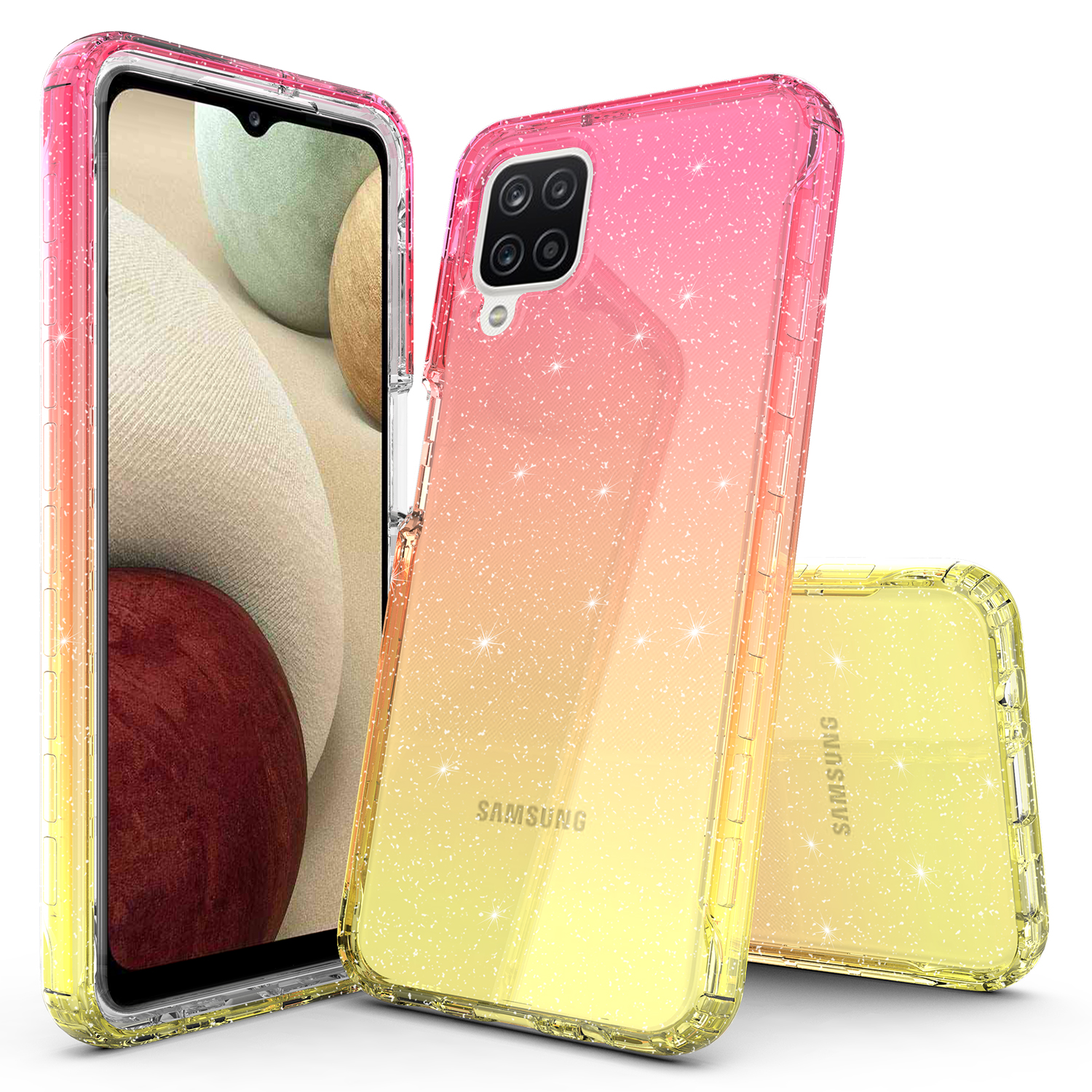 Samsung Galaxy A42 5G Case, Rosebono Hybrid Glitter Sparkle Transparent Colorful Gradient TPU Skin Cover 360 Protection Case For Samsung Galaxy A42 5G (Gold/Pink) - image 1 of 4