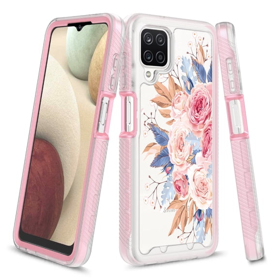 Samsung Galaxy A42 5G Case, Rosebono Hybrid Graphic Design Pattern Hard Back Panel Cover Case For Samsung Galaxy A42 5G (Pink Flower)