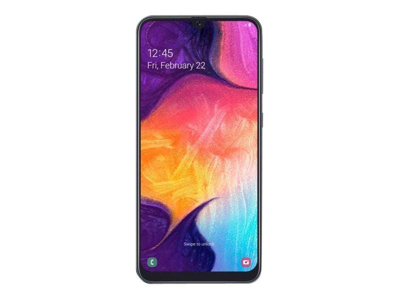 Open Box Samsung Galaxy A50 - 4G smartphone - RAM 4 GB / Internal Memory 64 GB - microSD slot - OLED display - 6.4" - 2340 x 1080 pixels - 3x rear cameras 25 MP, 5 MP, 8 MP - front camera 25 MP - U.S. Cellular - black