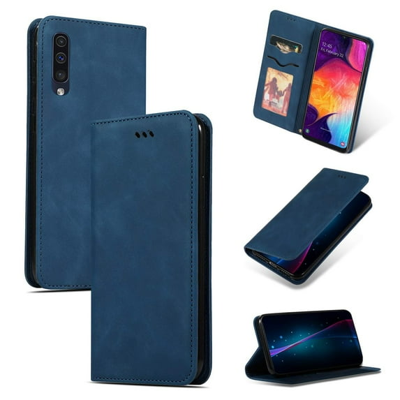 Samsung Galaxy A50 Case, Dteck Smooth PU Leather Flip Folio Wallet Card Slots Case Cover Stand Feature & Magnetic Closure For Samsung Galaxy A50 2019 6.4", Blue