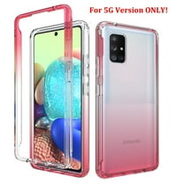 Samsung Galaxy A51 5G Case (NOT FOR 51 4G Version), Rosebono Full-Body Rugged Ultra Transparency Hybrid Protective Case With Built-in Screen Protector for Samsung Galaxy A51 5G (Red)