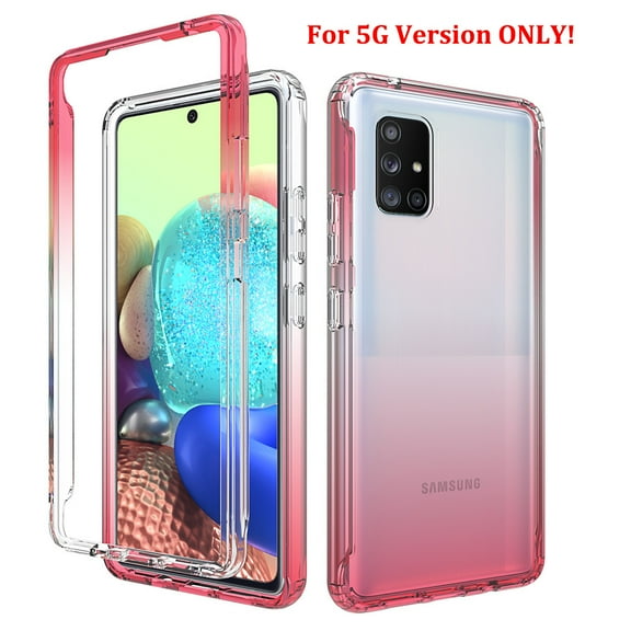 Samsung Galaxy A51 5G Case (NOT FOR 51 4G Version), Rosebono Full-Body Rugged Ultra Transparency Hybrid Protective Case With Built-in Screen Protector for Samsung Galaxy A51 5G (Red)