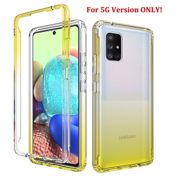 Samsung Galaxy A51 5G Case (NOT FOR 51 4G Version), Rosebono Full-Body Rugged Ultra Transparency Hybrid Protective Case With Built-in Screen Protector for Samsung Galaxy A51 5G (Yellow)
