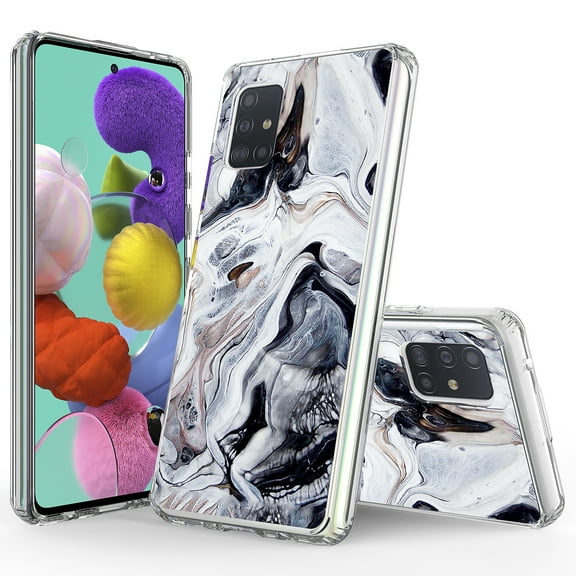 Samsung Galaxy A51 5G Case (NOT for A51), Rosebono Bling Glitter Sparkle Black and White Marble Graphic Fashion Cute Colorful Skin Cover Shockproof Case for Samsung Galaxy A51 5G