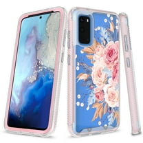 Samsung Galaxy A51 5G Case (NOT FOR A51), Rosebono Graphic Design Shockproof Impact Resistant Protective Full-Body Rugged Clear Hybrid Bumper Case for Samsung Galaxy A51 5G (Pink Flower)