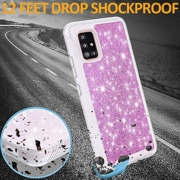 Samsung Galaxy A51 5G Case, [Not Fit Samsung A51 UM/A51 4G], Military Grade 12 Feet Drop Proof Phone Cover With Glitter Spot Diamond-Pink