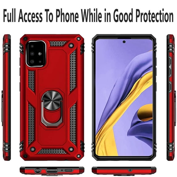 Samsung Galaxy A51 5G Case, STARSHOP Drop Protection Ring Kickstand Cover- Red