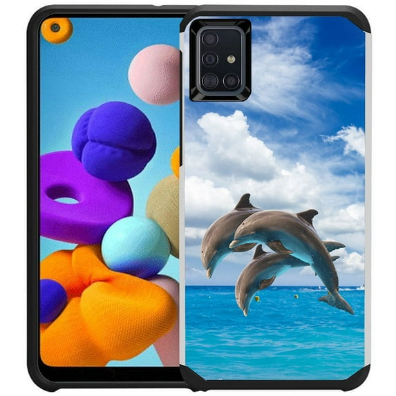 Samsung Galaxy A51 Case - Colorful Design Hybrid Armor Case Shockproof Dual Layer Protective Phone Cover - Jumping Dolphin