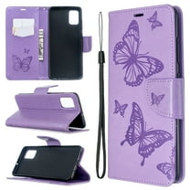 Samsung Galaxy A51 Case, Dteck Embossed Butterfly PU Leather Magnetic Flip Wallet Case Built-in Card Holder with Wrist Strap Stand Cover For Samsung Galaxy A51 (Not fit A50), Purple