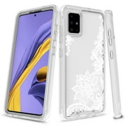 Samsung Galaxy A51 Case, KAESAR Graphic Design Shockproof Impact Resistant Protective Full-Body Rugged Clear Hybrid Bumper Case for Samsung Galaxy A51 Lace Flower
