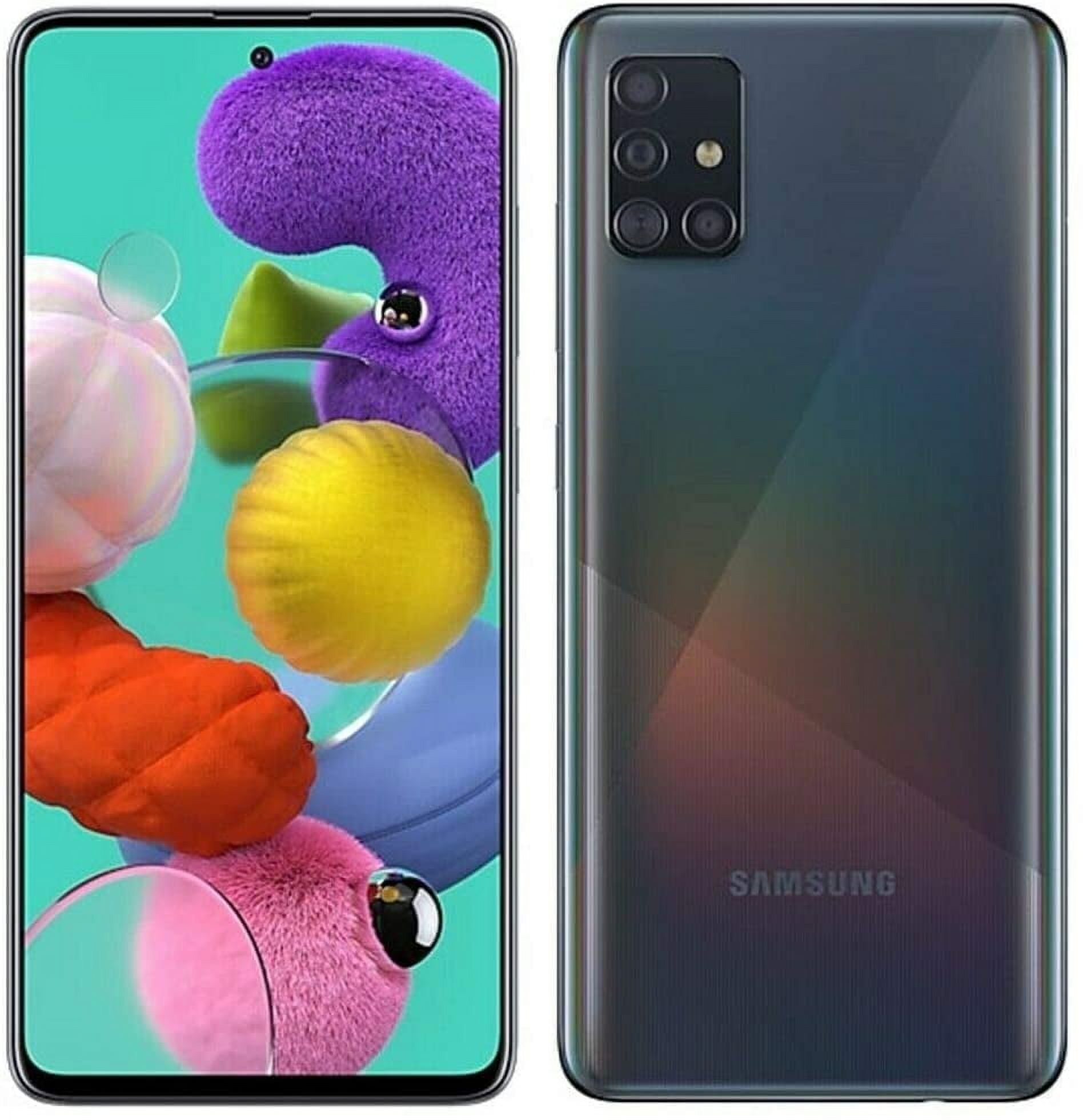 Samsung Galaxy A51 - Smartphone - 4G LTE - 128 GB - microSD slot - 6.5" - 2400 x 1080 pixels - Super AMOLED - RAM 4 GB (32 MP front camera) - 4x rear cameras - Android - Sprint - Prism crush black - image 1 of 7