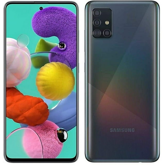 Samsung Galaxy A51 - Smartphone - 4G LTE - 128 GB - microSD slot - 6.5" - 2400 x 1080 pixels - Super AMOLED - RAM 4 GB (32 MP front camera) - 4x rear cameras - Android - Sprint - Prism crush black