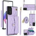thumbnail image 1 of for Samsung Galaxy A52 4G/5G Case, Wallet Phone PU Leather Case with Card Holder Crossbody Cover for Women Girls Strap Wristlet RFID Blocking Shockproof Protective Cover for Samsung A52 4G/5G, Violet, 1 of 9