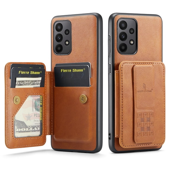 for Samsung Galaxy A52 5G/4G Wallet Case with RFID Blocking Credit Card Holder, PU Leather Folio Flip Kickstand Handle Wrist Strap Shockproof Cover Women Men for Samsung A52 5G/4G Phone Case,Brown