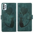 thumbnail image 1 of For Samsung Galaxy A52 5G / A52s 5G 6.5" Cat Patterned Embossed Strong Magnetic Attachment/Closure, Card Slots/Pocket, PU Leather Flip Wallet Case ﻿,Green, 1 of 8