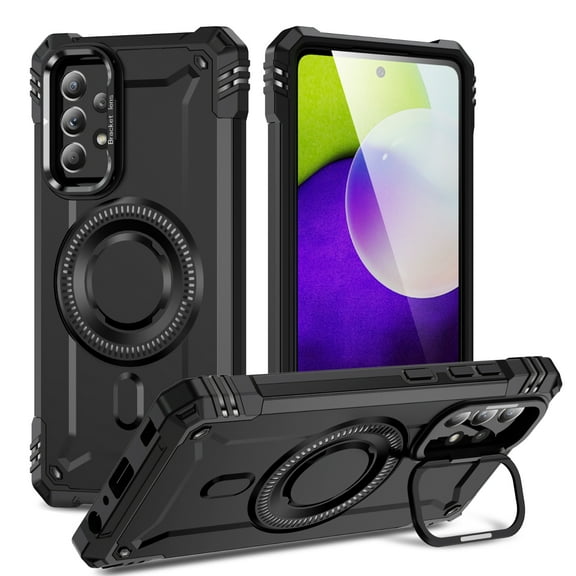for Samsung Galaxy A52 5G Armor Case with Kickstand, Luxury Military-Grade Drop Protection Heavy Duty Magnetic Phone Case, Compatible with MagSafe Accessories, for Samsung Galaxy A52 5G - Black