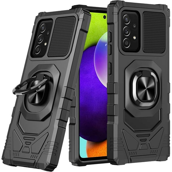 for Samsung Galaxy A52 5G Case A52 4G with Kickstand Ring Magnetic Holder Military Grade for A52 5G Case Protective Shockproof Case  Cover for Galaxy A52 5G A52s Phone Case (Black)