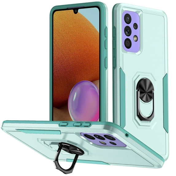 for Samsung Galaxy A52 5G Case, Slim Fit Military Grade Drop Tested Dual Layer Shockproof Case with 360 Ring Holder Kickstand Protective Rugged Car Magnetic Non-Slip Phone Case,Green