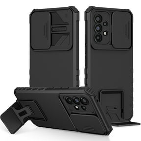for Samsung Galaxy A52 5G Military Grade Heavy Duty Shockproof Protection Case, with Bracket and Lens Slide Window Hybrid 2 in 1 Phone Cover for Samsung Galaxy A52 5G,Black