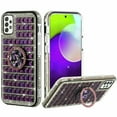 thumbnail image 1 of for Samsung Galaxy A52 5G with Tempered Glass Diamond Ring Phone Case Magnet Mount Ready Slip Guard Grids Pattern Kickstand Hybrid Slim Shock Bumper Cover, 1 of 4