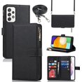 thumbnail image 1 of Samsung Galaxy A52 5G Wallet Case,[9 Card Slots] Removable Adjustable Crossbody Necklace Lanyard Shoulder Strap Zipper Magnetic Leather Case for Samsung Galaxy A52 5G,6.5 inch Black, 1 of 16