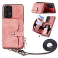 thumbnail image 1 of for Samsung Galaxy A52 5G Wallet Case, Crossbody Phone Purse with Card Holder for Women, Zipper PU Leather Carrying Cover Gift with Shoulder Strap Kickstand Anti-drop for A52 5G - Pink, 1 of 10