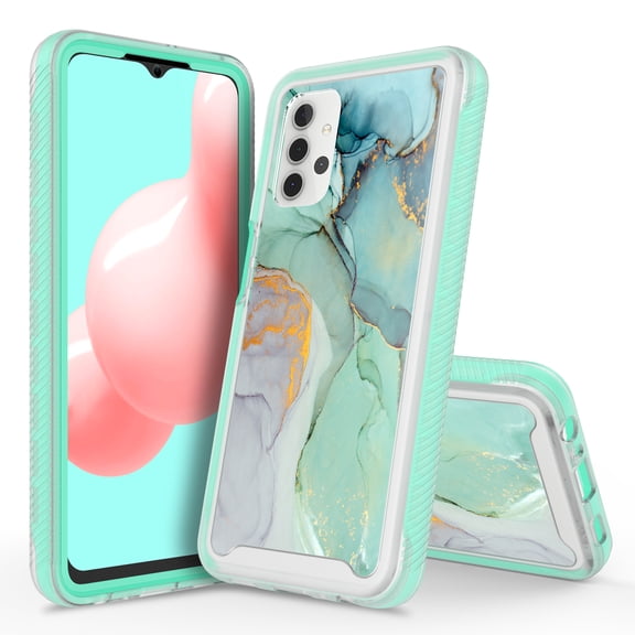 Samsung Galaxy A52 Case, Rosebono Hybrid Graphic Design Pattern Hard Back Pannel Cover Case For Samsung Galaxy A52 (Green Marble)