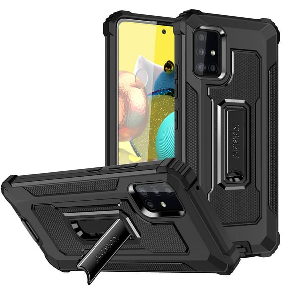 Samsung Galaxy A52 Case, Rosebono Hybrid Slim Colorful Armor Shockproof Impact Resistant Protective Cover Case With Kickstand For Samsung Galaxy A52 4G and 5G Version (Black)