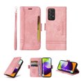 thumbnail image 1 of for Samsung Galaxy A52 Flip Case, Slide Card Pocket Premium PU Leather Folio Flip with Design Card Slots Wrist Strap Shockproof Kickstand Magnetic Protective Cover for Samsung A52, Pink, 1 of 15