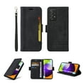 thumbnail image 1 of for Samsung Galaxy A52 Flip Case, Slide Card Pocket Premium PU Leather Folio Flip with Design Card Slots Wrist Strap Shockproof Kickstand Magnetic Protective Cover for Samsung A52, Black, 1 of 15