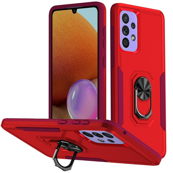 for Samsung Galaxy A53 5G Armor Case with Camera Lens Slide Protection [Military Grade Drop Tested] for Magnetic Car Mount Ring Holder Kickstand Protective Heavy Duty Phone Case,Rose+Red
