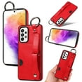 thumbnail image 1 of for Samsung Galaxy A53 5G Back Case with Wristband Card Holder Drop Protective Cover with Stand PU Leather All-round Shockproof Finger Ring Snap Bracket Design for Samsung Galaxy A53 5G, Red, 1 of 10