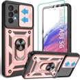 thumbnail image 1 of Samsung Galaxy A53 5G Case, Galaxy A53 5G Phone Case with HD Screen Protector, Heavy Duty Shockproof Phone Cover with Magnetic Kickstand Ring for Samsung A53 5G, Rose Gold, 1 of 14