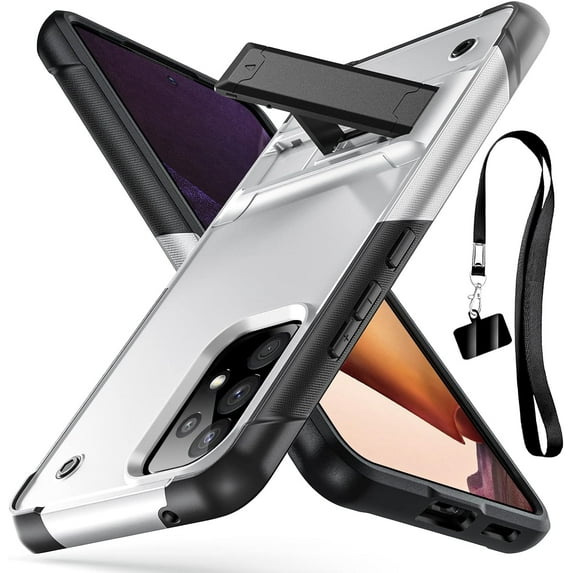 for Samsung Galaxy A53 5G Case, Heavy Duty Shockproof Protective Case,Military Grade Protection,Scratch Resistant,Slim Thin Case,with Stand,with Lanyard,White 6-sam a53-02