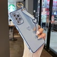thumbnail image 1 of Samsung Galaxy A53 5G Case with Kickstand,Luxury Cute Plating Edge Love Hearts Pattern Wrist Strap Finger Holder for Girls Women,Soft Shockproof Cover for Galaxy A53 6.5",Blue, 1 of 6