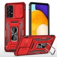 thumbnail image 1 of Samsung Galaxy A53 5G Case with Lens Protection, Galaxy A53 5G Ring Holder with Camera Cover & Kickstand Military Grade Shockproof Heavy Duty Protective Support Magnetic Car Mount Holder, Red, 1 of 7
