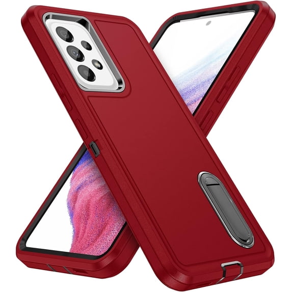 for Samsung Galaxy A53 5G Case, Samsung A53 5G Phone Case with Built in Kickstand, Shockproof/Dustproof/Drop Proof Grade Protective Cover for Galaxy A53 5G,Black/Red