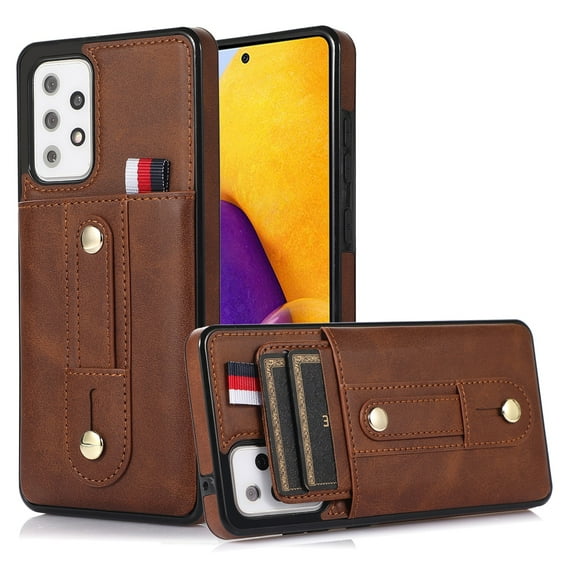 for Samsung Galaxy A53 5G Case Wallet with Slide Credit Card Holder, Flip Premium PU Leather Hidden Kickstand Classic Retro Heavy Duty Protective Cover for Samsung Galaxy A53 5G,Brown
