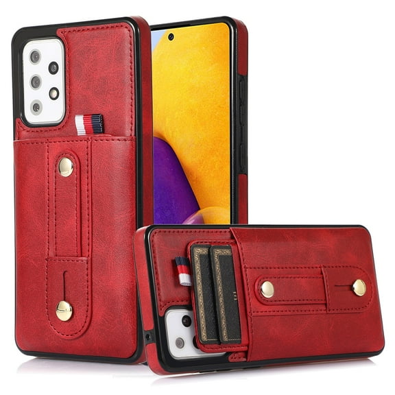 for Samsung Galaxy A53 5G Case Wallet with Slide Credit Card Holder, Flip Premium PU Leather Hidden Kickstand Classic Retro Heavy Duty Protective Cover for Samsung Galaxy A53 5G,Red
