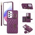 thumbnail image 1 of for Samsung Galaxy A53 5G Detachable Shoulder Strap Wallet Case, with Card Slots & 360-degree Rotation Stand Ring Flip Premium PU Leather Protective Cover Lanyard for Women Girls, Deeppurple, 1 of 11