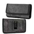 thumbnail image 1 of For Samsung Galaxy A53 5G Universal Horizontal Cell Phone Case Fabric Holster Carrying Pouch with Belt Clip and 2 Card Slots fit Large Devices 6.3" - Black Denim, 1 of 8