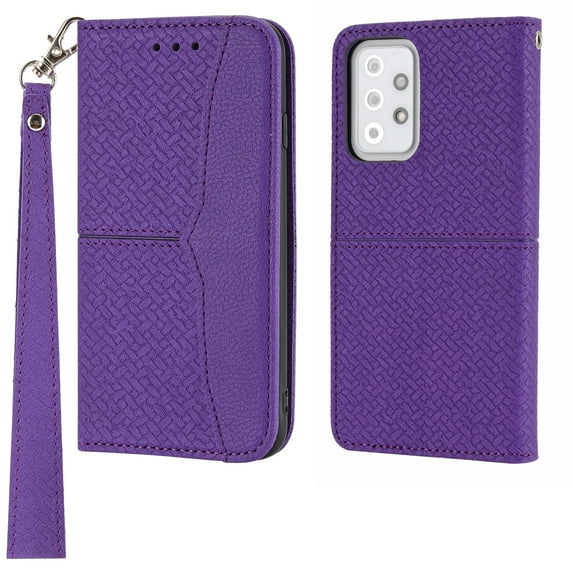 For Samsung Galaxy A53 5G Wallet Case PU Leather Credit Card Cash Pocket Slot Magnetic Flip Kickstand with Hand Strap Protective Cover For Samsung Galaxy A53 5G,Purple