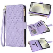 for Samsung Galaxy A53 5G Wallet case with Card Holder,Phone case RFID Blocking PU Leather Flip Shockproof Cover with Hand Strap Zipper Credit Card Holder Slots for Women Men,Purple