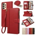 thumbnail image 1 of for Samsung Galaxy A53 5G Wallet case with Card Holder for Women Men,Phone case RFID Blocking PU Leather Flip Cover with Strap Zipper Credit Card Slots,Kickstand,With Wrist Strap,Red, 1 of 8