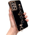 thumbnail image 1 of Samsung Galaxy A53 5g 6.5" Phone Case with Aesthetic Heart Bracelet Strap Luxury Plating Cute Side Hearts Cover with Heart Hand Chain for Women Camera Protection Shockproof Bumper (Black), 1 of 10