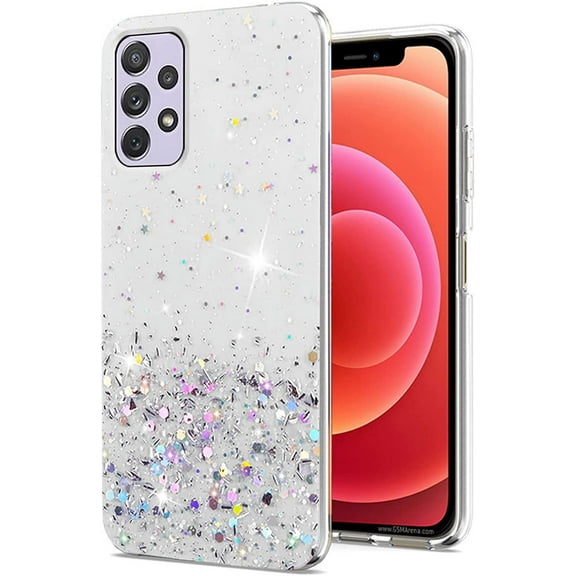 for Samsung Galaxy A53 Case Clear Glitter Aesthetic Pink Samsung A53 Phone Case Silicone Transparent Shockproof Soft Cover Thin (Samsung A53 5g, Clear)