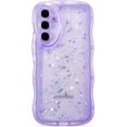 thumbnail image 1 of for Samsung Galaxy A54 5G Case 6.4",Cute Curly Wave Case with Star Glitter,Clear Shiny Bling Soft TPU Shockproof Phone Protecive Case for Women Girls-Purple, 1 of 18