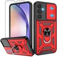 thumbnail image 1 of for Samsung Galaxy A54 5G Case with Anti-Explosion Screen Protector, Heavy Duty Shockproof with 360° Rotation Metal Kickstand [Military Grade] Protective Case for Samsung A54 5G, Red, 1 of 14