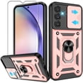 thumbnail image 1 of for Samsung Galaxy A54 5G Case with Anti-Explosion Screen Protector, Heavy Duty Shockproof with 360° Rotation Metal Kickstand [Military Grade] Protective Case for Samsung A54 5G, Rose Gold, 1 of 14