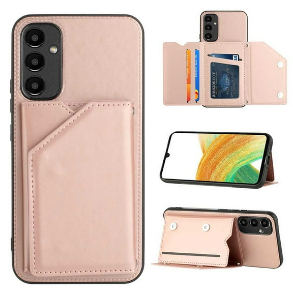 for Samsung Galaxy A54 5G Case with Card Holder,Wallet Case for Women Men with RFID Blocking, Durable Kickstand Shockproof Leather Magnetic Closure Phone Case for Samsung Galaxy A54 5G,Rosegold